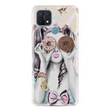 Kılıfland Oppo A15 A15s ile Uyumlu Silikon Kılıf, Resimli Desenli Baskılı, Donut Girl, Renkli