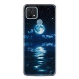 Kılıfland Oppo A15 A15s ile Uyumlu Silikon Kılıf, Resimli Desenli Baskılı, Night Moon, Mavi