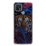 Kılıfland Oppo A15 A15s ile Uyumlu Silikon Kılıf, Resimli Desenli Baskılı, Tiger Flowers, Renkli