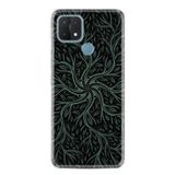 Kılıfland Oppo A15 A15s ile Uyumlu Silikon Kılıf, Sarmaşıklar Desen, Siyah