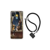 kilifland Oppo A15s ile Uyumlu Kılıf Desenli Silikon Boyun Askılı Ananas Camera Glass 1358