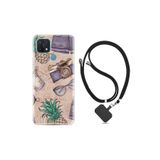 kilifland Oppo A15s ile Uyumlu Kılıf Desenli Silikon Boyun Askılı Monkey Butterfly 1357