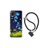 kilifland Oppo A15s ile Uyumlu Kılıf Desenli Silikon Boyun Askılı Neon Butterflys 1309