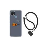 kilifland Oppo A15s ile Uyumlu Kılıf Desenli Silikon Boyun Askılı Orange Escape 1374