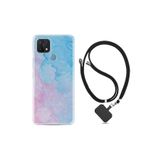 kilifland Oppo A15s ile Uyumlu Kılıf Desenli Silikon Boyun Askılı Pink Blue Abstract 1385