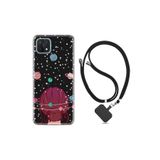 kilifland Oppo A15s ile Uyumlu Kılıf Desenli Silikon Boyun Askılı Space Woman 13mate10lite
