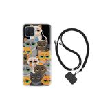 kilifland Oppo A15s ile Uyumlu Kılıf Resimli Desenli Silikon Boyun Askılı Kediler 1885
