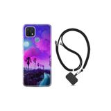 kilifland Oppo A15s ile Uyumlu Kılıf Resimli Desenli Silikon Boyun Askılı Purple Way 1843