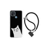 kilifland Oppo A15s ile Uyumlu Kılıf Resimli Desenli Silikon Boyun Askılı Şaşkın Kedi 1900