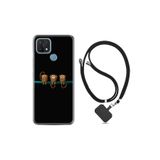 kilifland Oppo A15s ile Uyumlu Kılıf Resimli Desenli Silikon Boyun Askılı Üç Maymun 1871