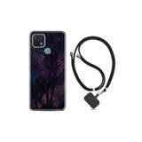 kilifland Oppo A15s ile Uyumlu Kılıf Silikon Desen Boyun Askılı Black Purple Wolf 1791