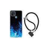 kilifland Oppo A15s ile Uyumlu Kılıf Silikon Desen Boyun Askılı Blue Fire 1678