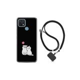 kilifland Oppo A15s ile Uyumlu Kılıf Silikon Desen Boyun Askılı Love Cats 1690