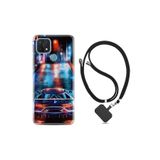 kilifland Oppo A15s ile Uyumlu Kılıf Silikon Desen Boyun Askılı Neon Cars 1724