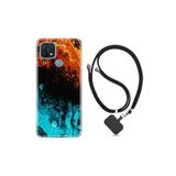 kilifland Oppo A15s ile Uyumlu Kılıf Silikon Desen Boyun Askılı Orange Blue Color 1665