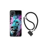kilifland Oppo A15s ile Uyumlu Kılıf Silikon Desen Boyun Askılı Pink Blue Leon 1603