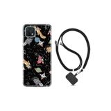 kilifland Oppo A15s ile Uyumlu Kılıf Silikon Desen Boyun Askılı Planet Animals 1771