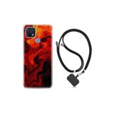 kilifland Oppo A15s ile Uyumlu Kılıf Silikon Desen Boyun Askılı Red Orange Zigzag 1695