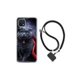 kilifland Oppo A15s ile Uyumlu Kılıf Silikon Desen Boyun Askılı Super Cat 1666