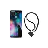 kilifland Oppo A15s ile Uyumlu Kılıf Silikon Desen Boyun Askılı Window Cat 1787