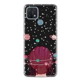 kilifland Oppo A15s ile Uyumlu Kılıf Uyumlu Desenli Silikon Güzel ile Uyumlu Kılıf Space Woman 13mate10lite
