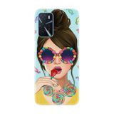 Kılıfland Oppo A16 ile Uyumlu Resimli Desenli Baskılı Silikon Kılıf, Şeker ve Kadın, Mavi