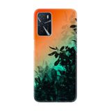 Kılıfland Oppo A16 ile Uyumlu Silikon Kılıf, Çiçek Deseni, Turuncu-Yeşil Gradient