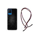 kilifland Oppo A54 ile Uyumlu Kılıf Rasta Ipli Boyun Askılı Desenli Silikon Dikenli Tel 1779