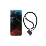 kilifland Oppo A55 ile Uyumlu Kılıf Desenli Silikon Boyun Askılı Red Blue Black Abstact 1386
