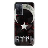 Kılıfland Oppo A55 ile Uyumlu Kılıf, Göktürk 1394 Desenli Baskılı Silikon, Siyah