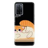 Kılıfland Oppo A55 ile Uyumlu Kılıf, Hayat Serisi, Desenli Meow, Silikon, Siyah-Turuncu