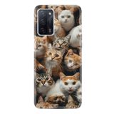 Kılıfland Oppo A55 ile Uyumlu Kılıf, Hayat Serisi, Sevimli Kedicikler Desenli, Silikon