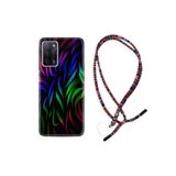 kilifland Oppo A55 ile Uyumlu Kılıf Rasta Ipli Boyun Askılı Desenli Silikon Color Lines 1698