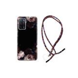 kilifland Oppo A55 ile Uyumlu Kılıf Rasta Ipli Boyun Askılı Desenli Silikon Dark Flowers 1906