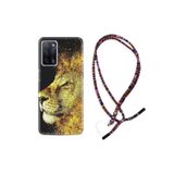 kilifland Oppo A55 ile Uyumlu Kılıf Rasta Ipli Boyun Askılı Desenli Silikon Leon 1323