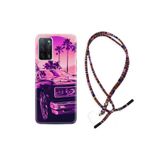 kilifland Oppo A55 ile Uyumlu Kılıf Rasta Ipli Boyun Askılı Desenli Silikon Mor Araba 17mate10lite