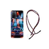 kilifland Oppo A55 ile Uyumlu Kılıf Rasta Ipli Boyun Askılı Desenli Silikon Neon Cars 1724