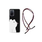 kilifland Oppo A55 ile Uyumlu Kılıf Rasta Ipli Boyun Askılı Desenli Silikon Panda Sevimli 1738