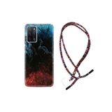 kilifland Oppo A55 ile Uyumlu Kılıf Rasta Ipli Boyun Askılı Desenli Silikon Red Blue Black Abstact 1386