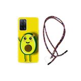 kilifland Oppo A55 ile Uyumlu Kılıf Rasta Ipli Boyun Askılı Desenli Silikon Sevimli Avokado 1880