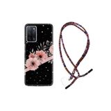 kilifland Oppo A55 ile Uyumlu Kılıf Rasta Ipli Boyun Askılı Desenli Silikon Siyah Şerit Mermer 1298