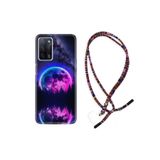 kilifland Oppo A55 ile Uyumlu Kılıf Rasta Ipli Boyun Askılı Desenli Silikon Star Planet 1652