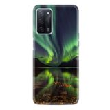 Kılıfland Oppo A55 ile Uyumlu Kılıf, Resimli Desenli Baskılı Silikon, Kuzey Işıkları