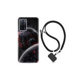kilifland Oppo A55 ile Uyumlu Kılıf Resimli Desenli Silikon Boyun Askılı Kara Dünya 1902