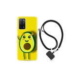 kilifland Oppo A55 ile Uyumlu Kılıf Resimli Desenli Silikon Boyun Askılı Sevimli Avokado 1880