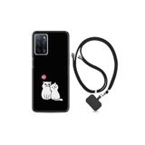 kilifland Oppo A55 ile Uyumlu Kılıf Silikon Desen Boyun Askılı Love Cats 1690
