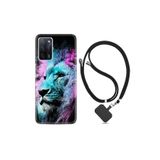 kilifland Oppo A55 ile Uyumlu Kılıf Silikon Desen Boyun Askılı Pink Blue Leon 1603