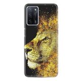 Kılıfland Oppo A55 ile Uyumlu Resimli Desenli Baskılı Silikon Kılıf, Aslan, Sarı-Siyah