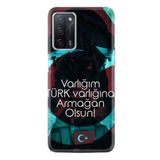 Kılıfland Oppo A55 ile Uyumlu Resimli Desenli Baskılı Silikon Kılıf, Turkuaz-Bordo