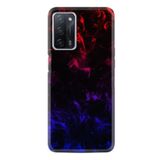Kılıfland Oppo A55 ile Uyumlu Silikon Kılıf, Desen Özel Seri, Blue Red Fire